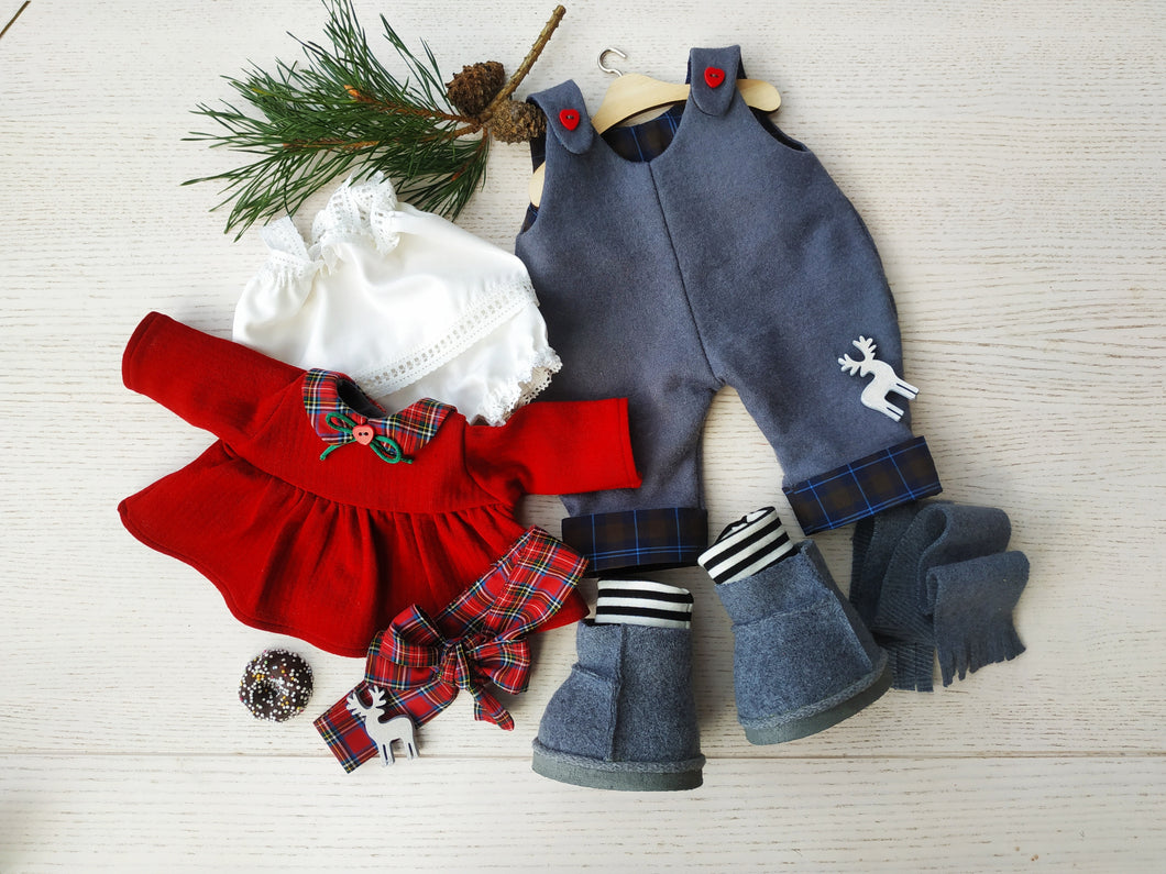 Christmas doll clothing set